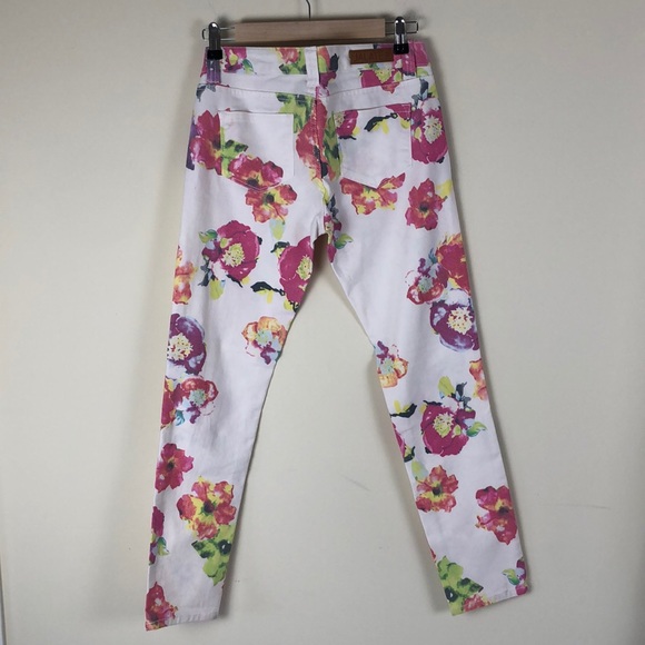 NWOT Jalate White pink floral skinny jeans - Picture 2 of 5
